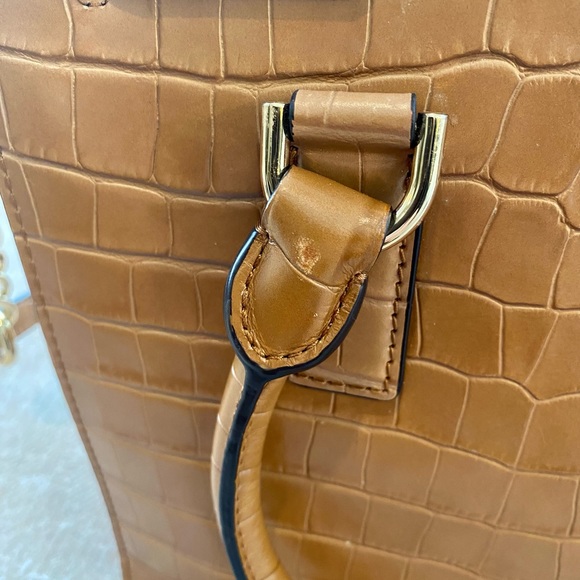 Michael Kors leather purse. Aligator. Color Brown with Gold accessories. - Picture 8 of 12